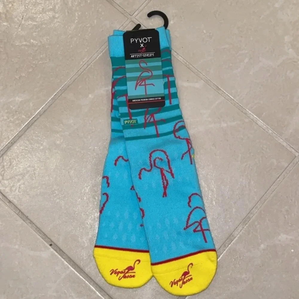 NWT Flamingo Socks Pyvot Artist Series